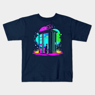 Black Cat With Mysterious Booth Kids T-Shirt